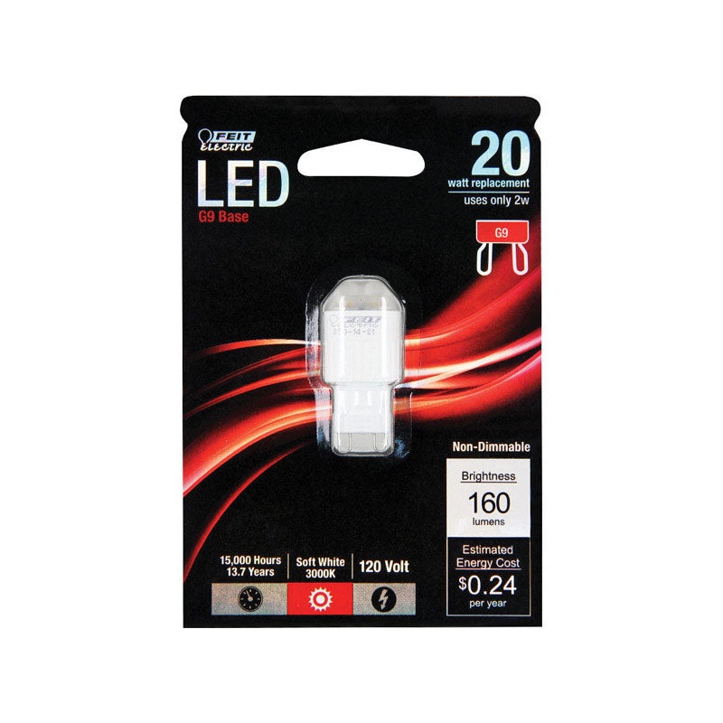 FEIT Electric LED Bulb 2 watts 160 lumens 3000 K G9 Wedge Soft White 20 watts equivalency