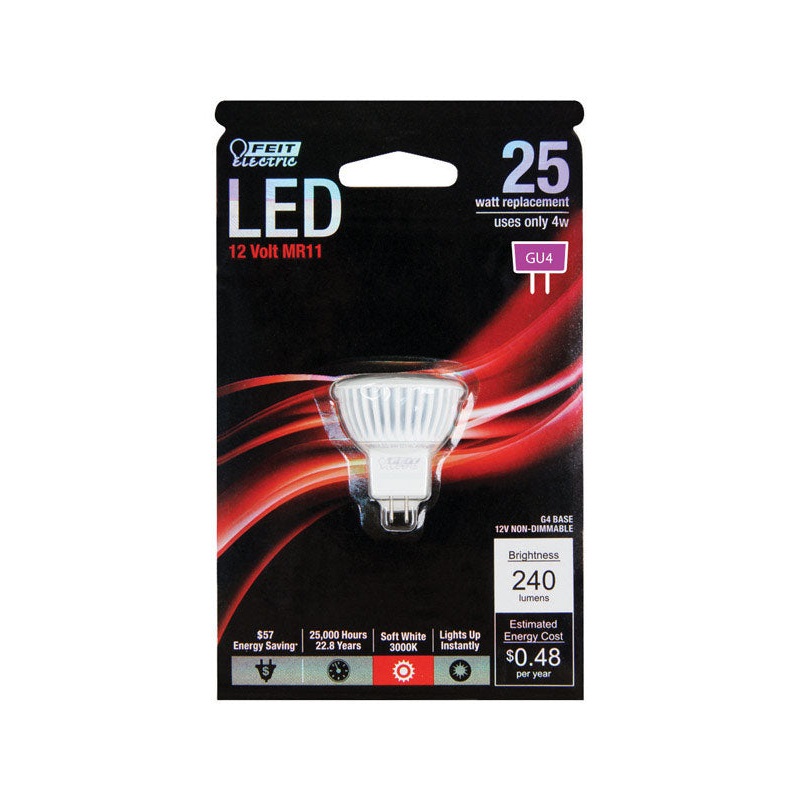FEIT Electric LED Bulb 4 watts 240 lumens 3000 K GU4 MR11 Soft White 25 watts equivalency