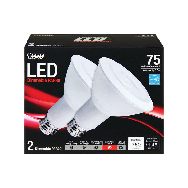 FEIT Electric LED Light Bulb 12 watts 750 lumens 3000 K Reflector PAR30 75 watts equivalency