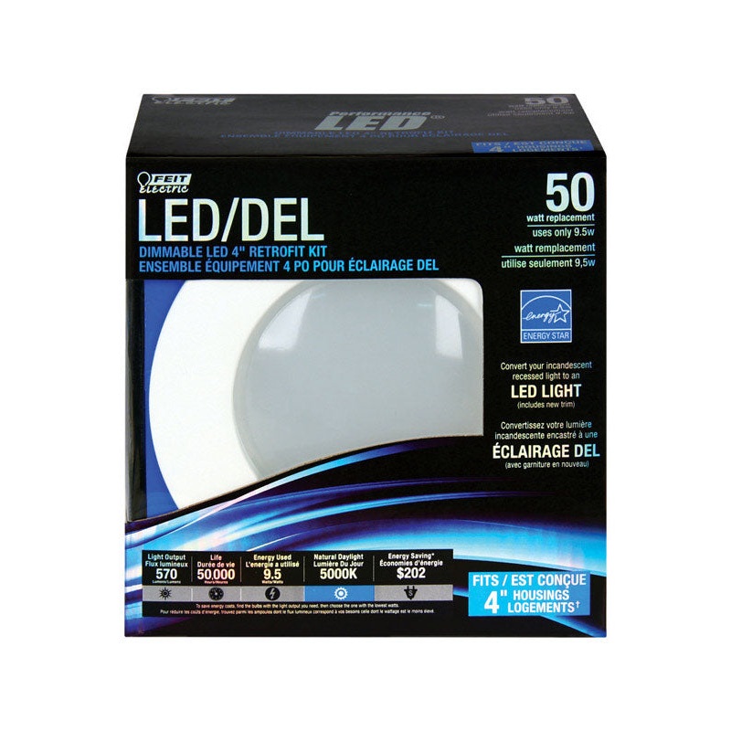 FEIT Electric Retrofit Kit Module and Trim 9.5 watts 570 lumens 5000 K Medium Base (E26) Daylight