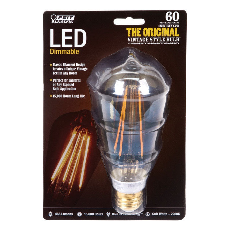 FEIT Electric Vintage Style LED Bulb 4.2 watts 466 lumens 2200 K Decorative ST19 Soft White 60