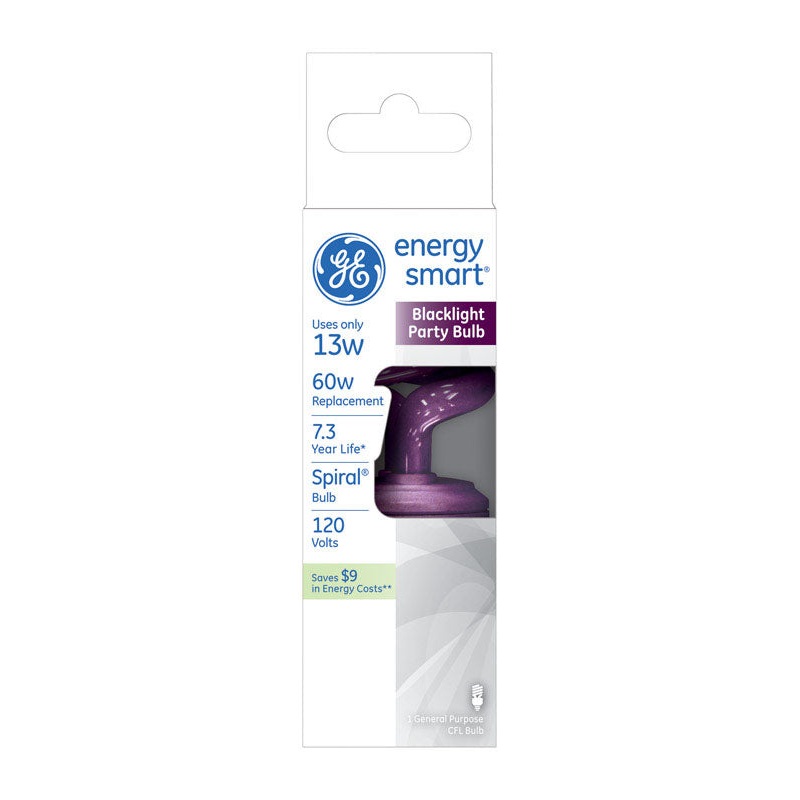 GE Energy Smart CFL Bulb 13 watts Spiral T3 4.9 in. L Blacklight 1 pk