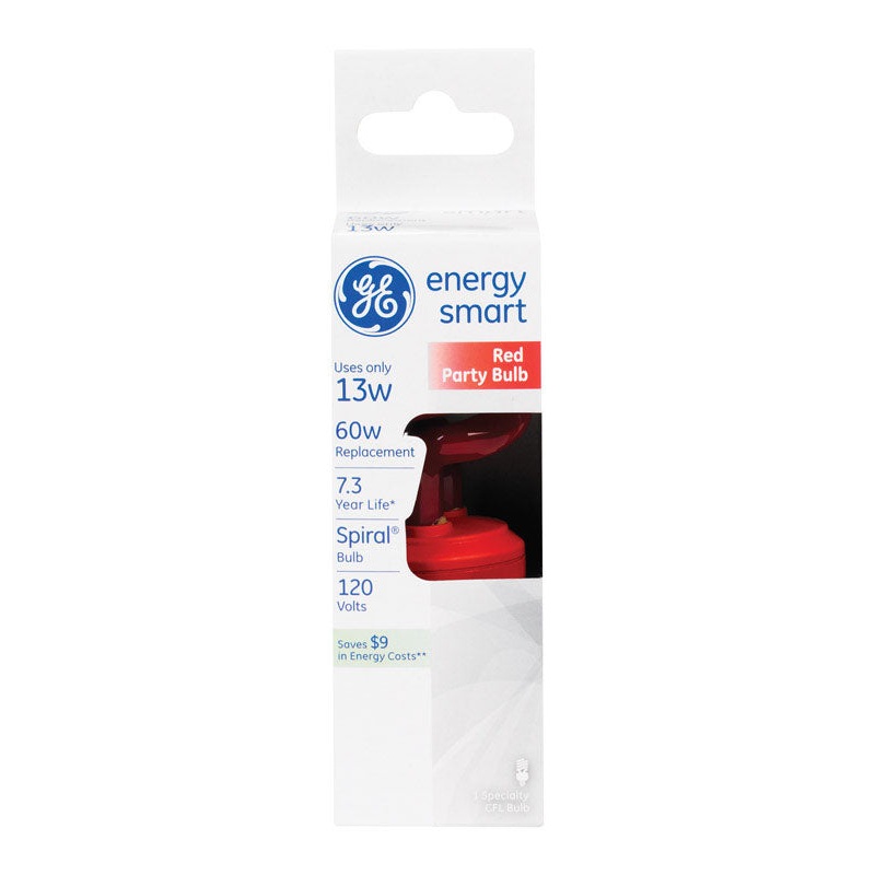 GE Energy Smart CFL Bulb 13 watts Spiral T3 4.9 in. L Red 1 pk