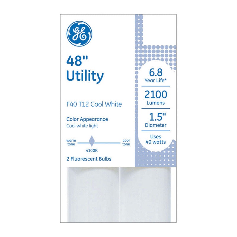 GE Fluorescent Bulb 40 watts 2100 lumens Linear T12 48 in. L Cool White 2 pk
