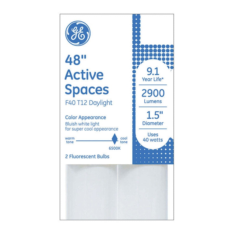 GE Fluorescent Bulb 40 watts 2900 lumens Linear T12 48 in. L Daylight 2 pk