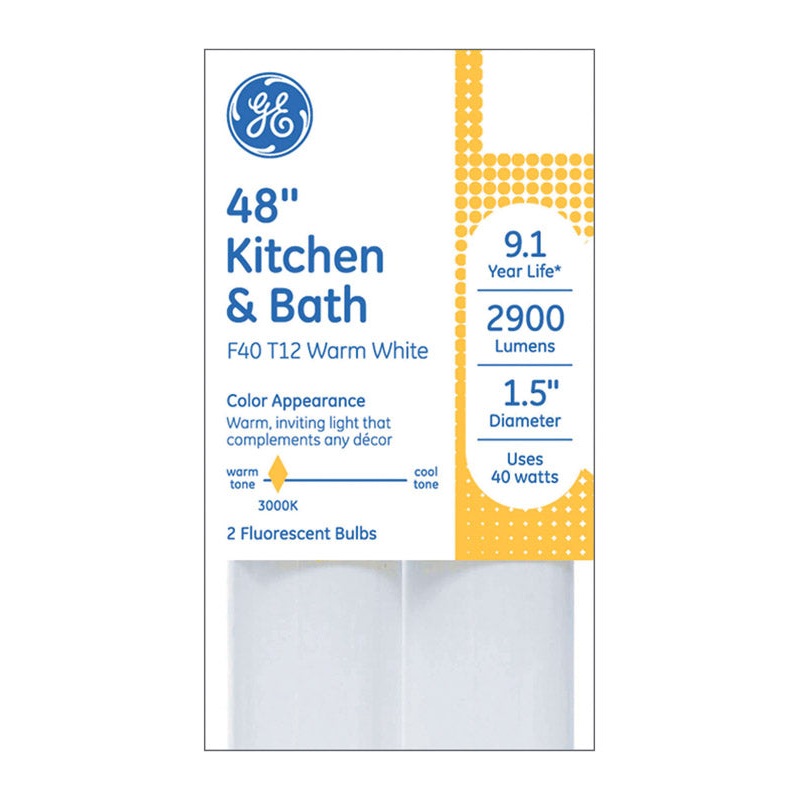 GE Fluorescent Bulb 40 watts 2900 lumens Linear T12 48 in. L Warm White 2 pk