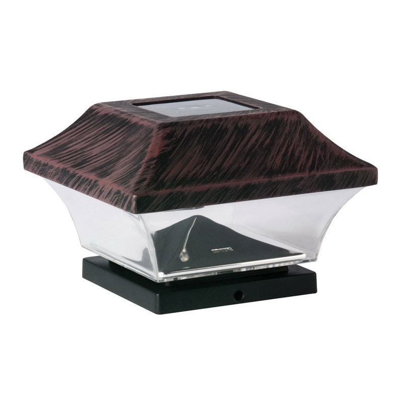 Living Accents Solar-Powered LED Post Cap Light Brushed Rust 2 pk