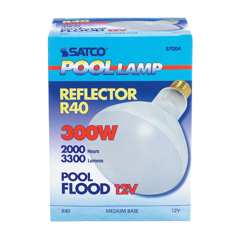 Satco Pool Lamp Incandescent Light Bulb 300 watts 2960 lumens Floodlight BR40 Medium Base (E26)