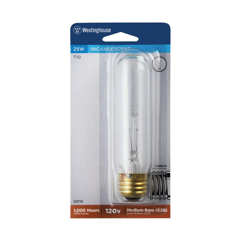 Westinghouse Incandescent Light Bulb 25 watts 180 lumens 2700 K Tubular T10 Medium Base (E26) 1