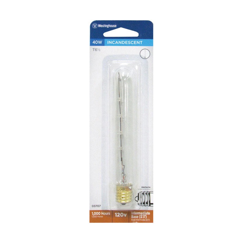 Westinghouse Incandescent Light Bulb 40 watts 250 lumens 2700 K Tubular T6.5 Intermediate Base (