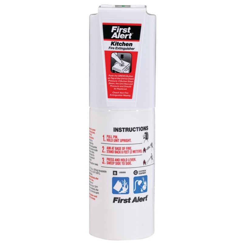 First Alert KITCHEN5 Fire Extinguisher, 1.4 lb, Sodium Bicarbonate, 5-B:C Class, Wall, Pack of 4