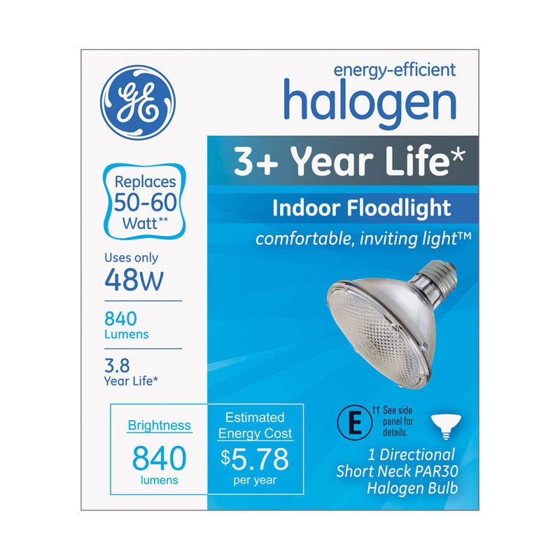 GE Halogen Light Bulb 48 watts 840 lumens Floodlight PAR30 Medium Base (E26) Clear 1 pk