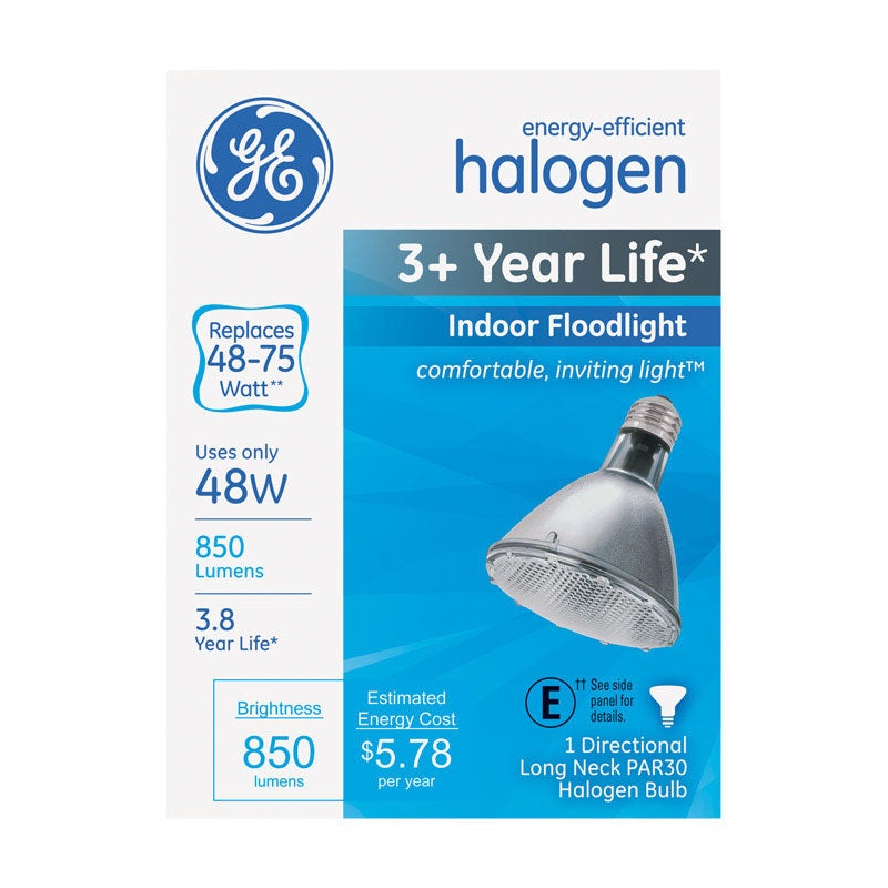 GE Halogen Light Bulb 48 watts 850 lumens Floodlight PAR30 Medium Base (E26) White 1 pk