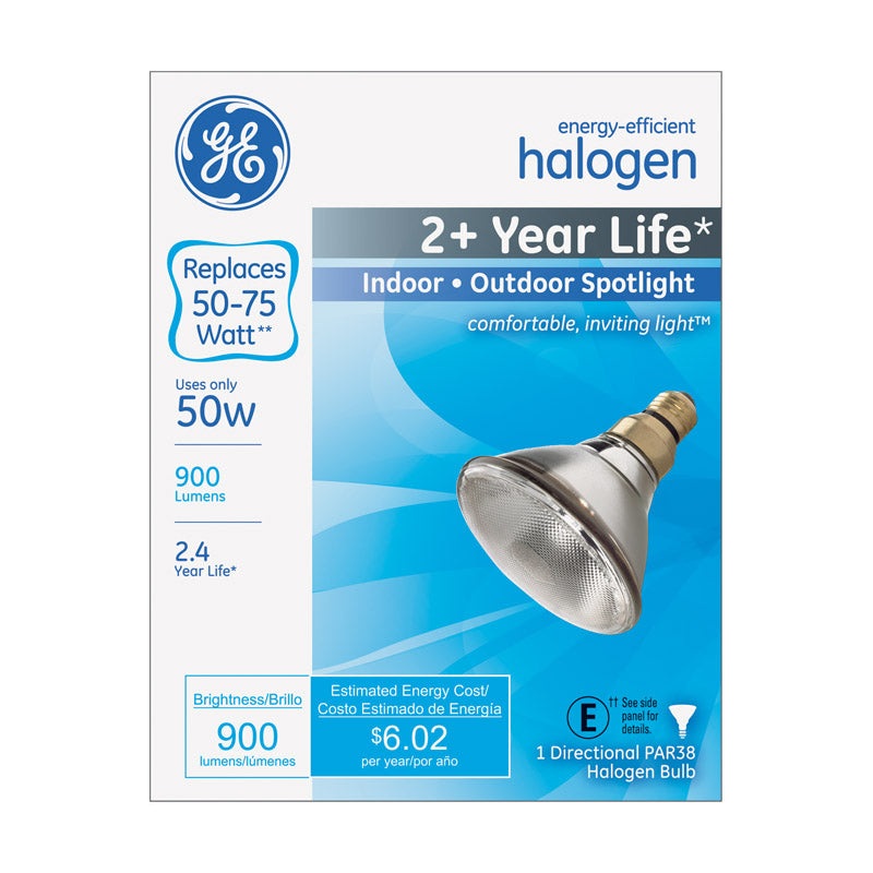 GE Halogen Light Bulb 50 watts 900 lumens Spotlight PAR38 Medium Base (E26) White 1 pk