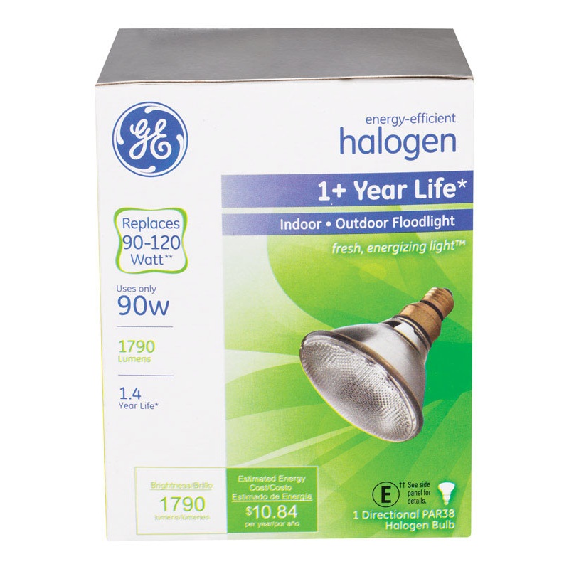 GE Halogen Light Bulb 90 watts 1790 lumens Floodlight PAR38 Medium Base (E26) White 1 pk