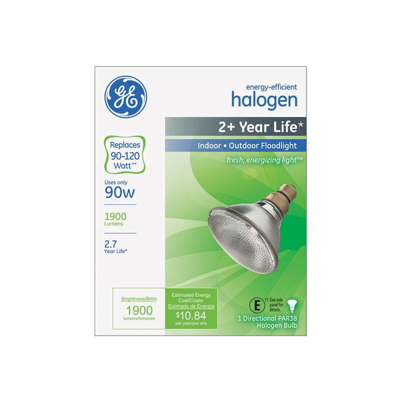 GE Halogen Light Bulb 90 watts 1900 lumens Floodlight PAR38 Medium Base (E26) White 1 pk