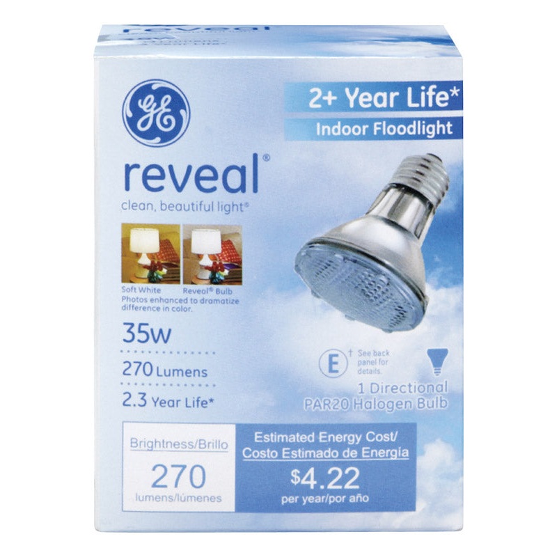 GE reveal Halogen Light Bulb 35 watts 270 lumens Floodlight PAR20 Medium Base (E26) Clear 1 p