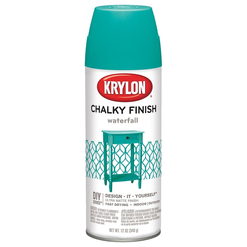 Krylon K04112000 Chalk Spray Paint, Matte, Waterfall, 12 oz, Can