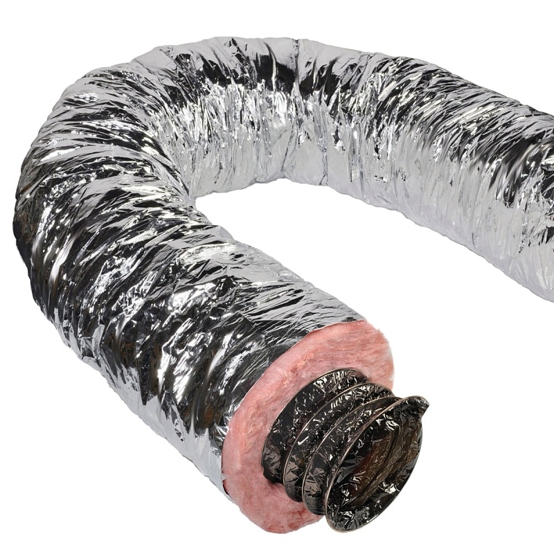 Master Flow F8IFD10X300 Insulated Flexible Duct, 10 in OD, 10 in, 25 ft L, Fiberglass
