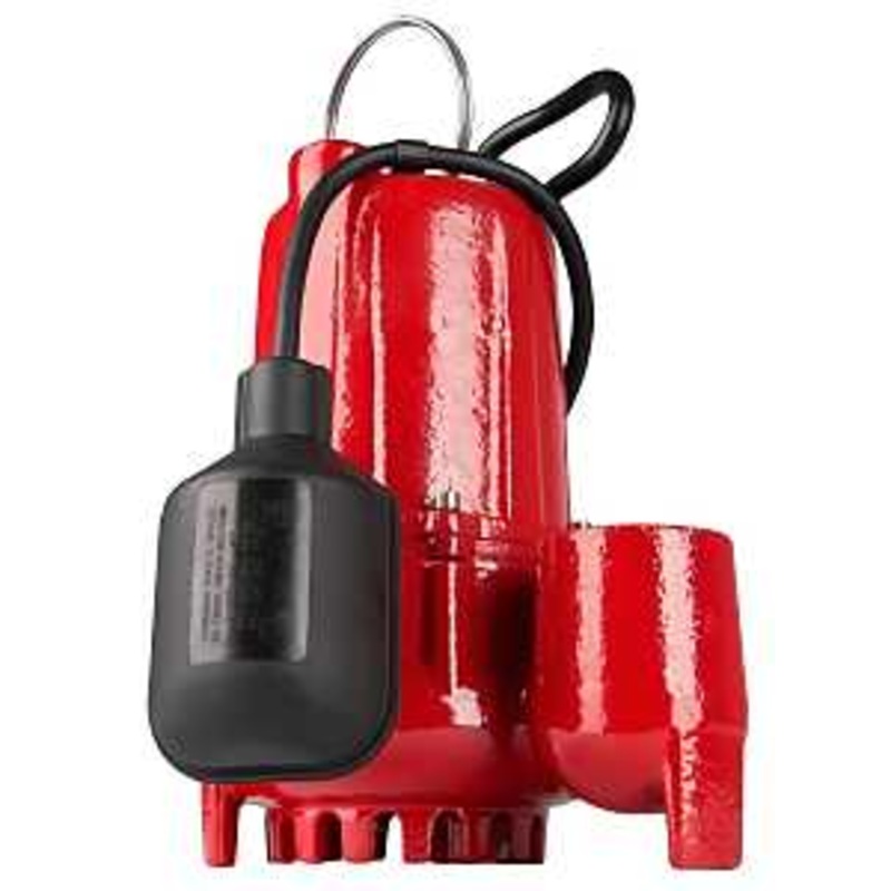 Red Lion 14942744 Sump Pump, 1-Phase, 4.4 A, 115 V, 1/3 hp, 1-1/2 in Outlet, 25 ft Max Head, 3350 gph, Cast Iron