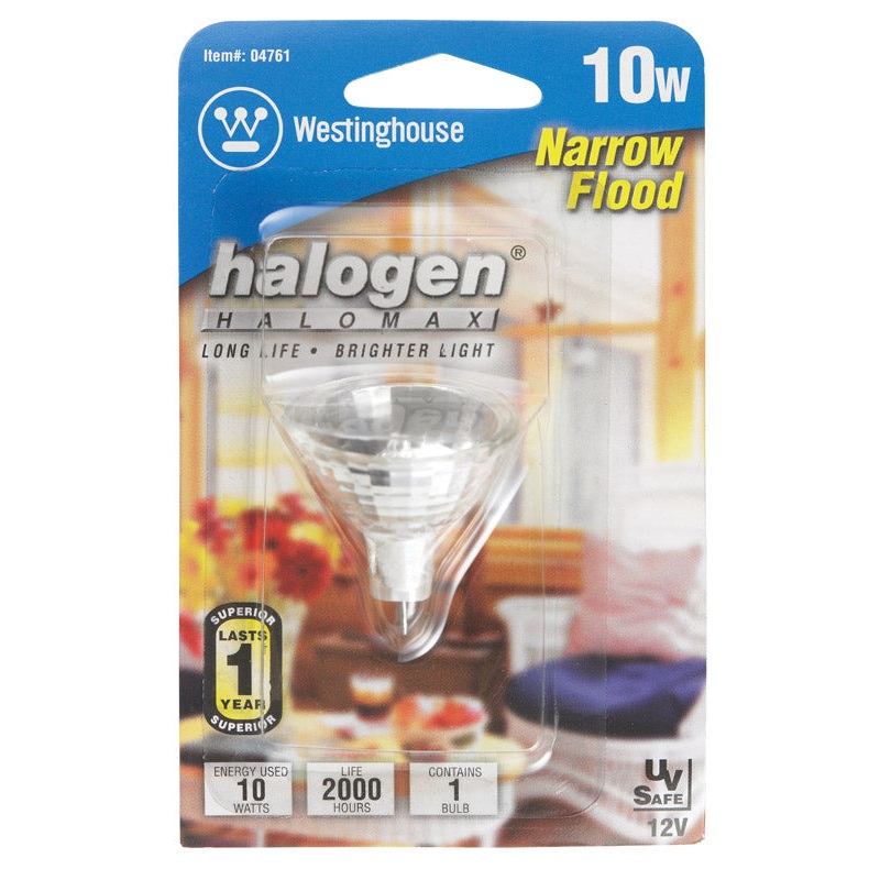 Westinghouse Halogen Light Bulb 10 watts 78 lumens Floodlight MR11 GU4 White 1 pk