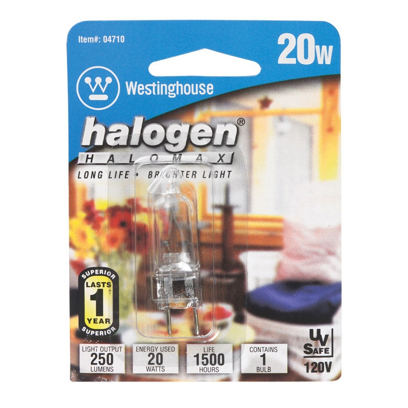 Westinghouse HaloMax Halogen Light Bulb 20 watts 200 lumens JC T4 GY7.9/8.0 Clear 1 pk