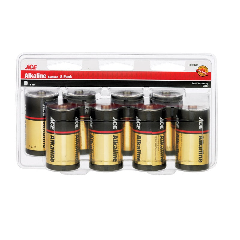 Ace D Alkaline Batteries 1.5 volts 8 pk