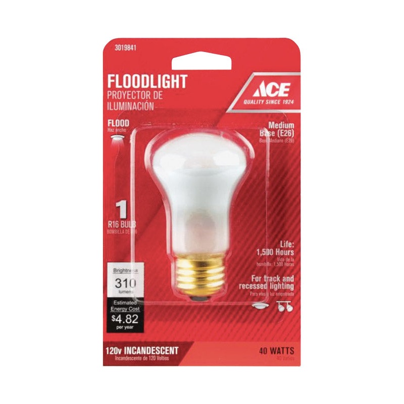 Ace Floodlight Bulb 40 watts 310 lumens Spotlight R16 Medium Base (E26) 1 pk