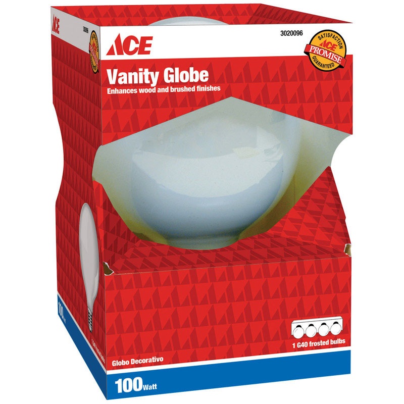 Ace Incandescent Light Bulb 100 watts 1280 lumens Globe G40 Medium Base (E26) 1 pk