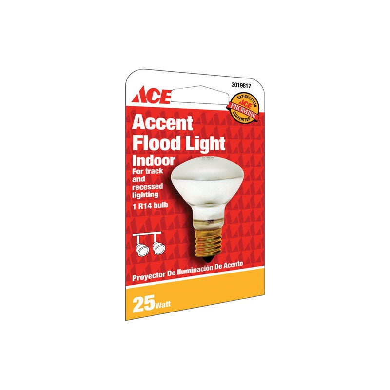 Ace Incandescent Light Bulb 25 watts Floodlight R14 Intermediate Base (E17) 1 pk