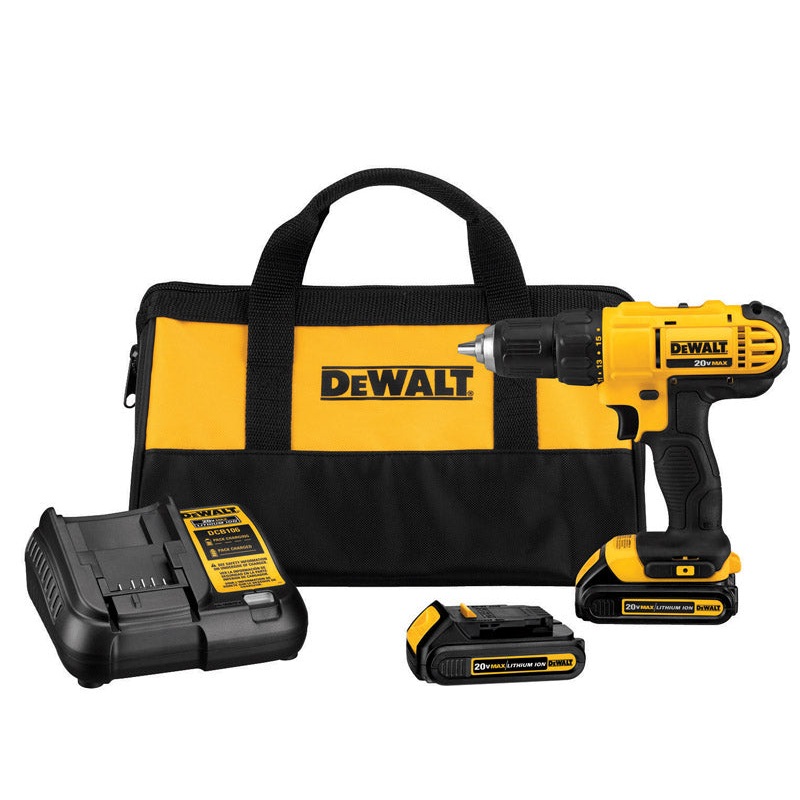 DeWalt 20 volts 1/2 in. Single Sleeve Ratcheting Cordless Compact Drill/Driver Kit