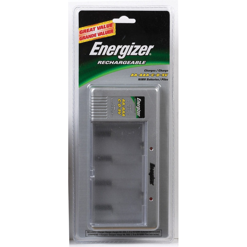 Energizer Battery Charger Multiple Size AA, AAA, C, D, or 9V NiMh Batteries