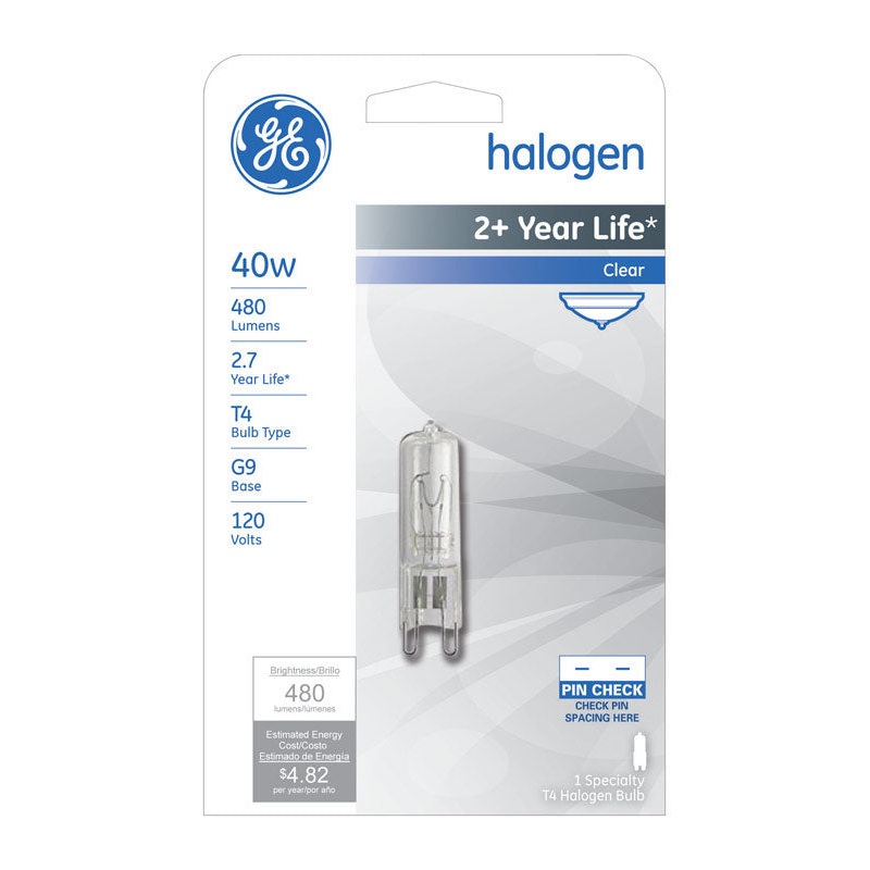 GE Edison Halogen Light Bulb 40 watts 480 lumens Specialty T4 G9 Clear 1 pk
