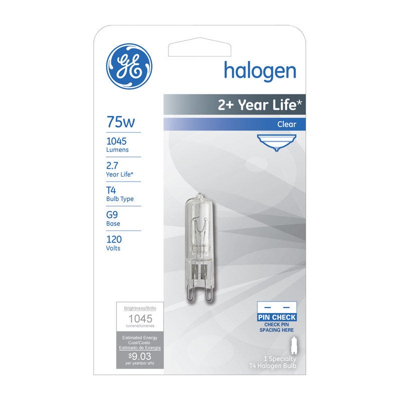 GE Edison Halogen Light Bulb 75 watts 1100 lumens Specialty T4 G9 Clear 1 pk