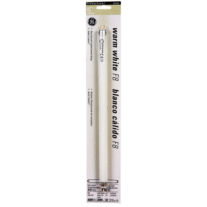GE Fluorescent Bulb 8 watts 410 lumens Linear T5 12 in. L Warm White 1 pk