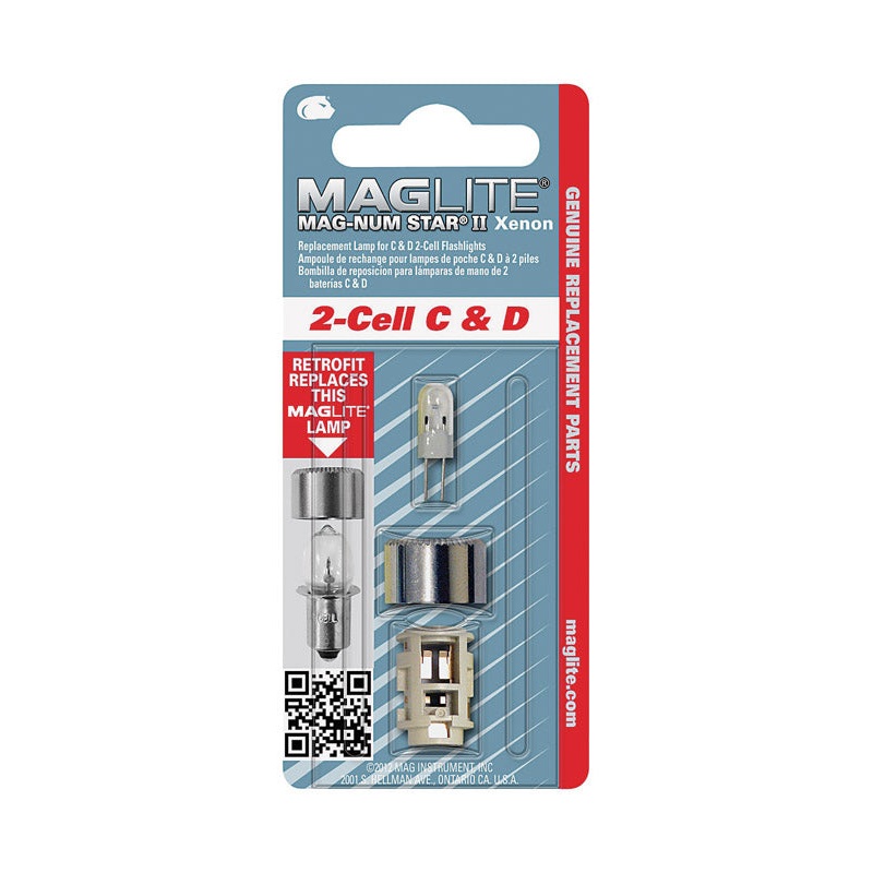 Maglite Mag-Num Star II 2-Cell C& D Flashlight Bulb Xenon Bi-Pin