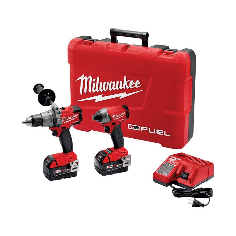 Milwaukee M18 Fuel 6 pc. Hammer Drill and Impact Driver Combo Kit Lithium Ion 18 volts 0-3000 r