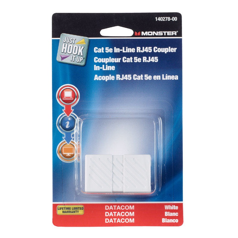 Monster White Category 5E In-Line Coupler