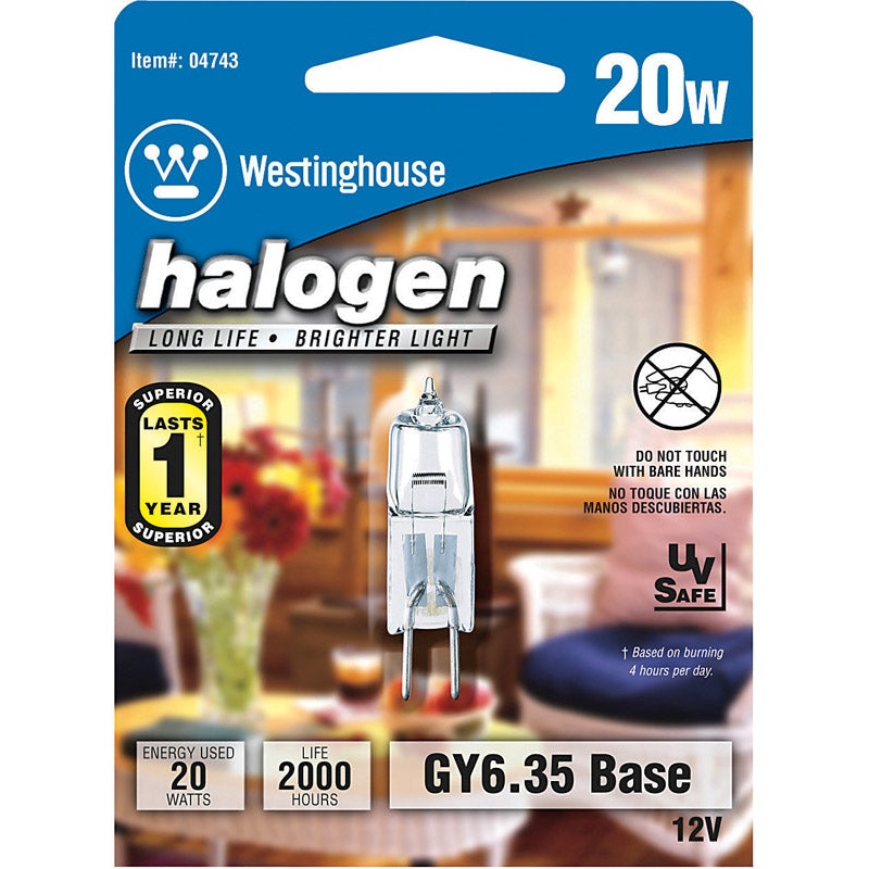 Westinghouse Halogen Light Bulb 20 watts 290 lumens Tubular T4 GY6.35 White 1 pk