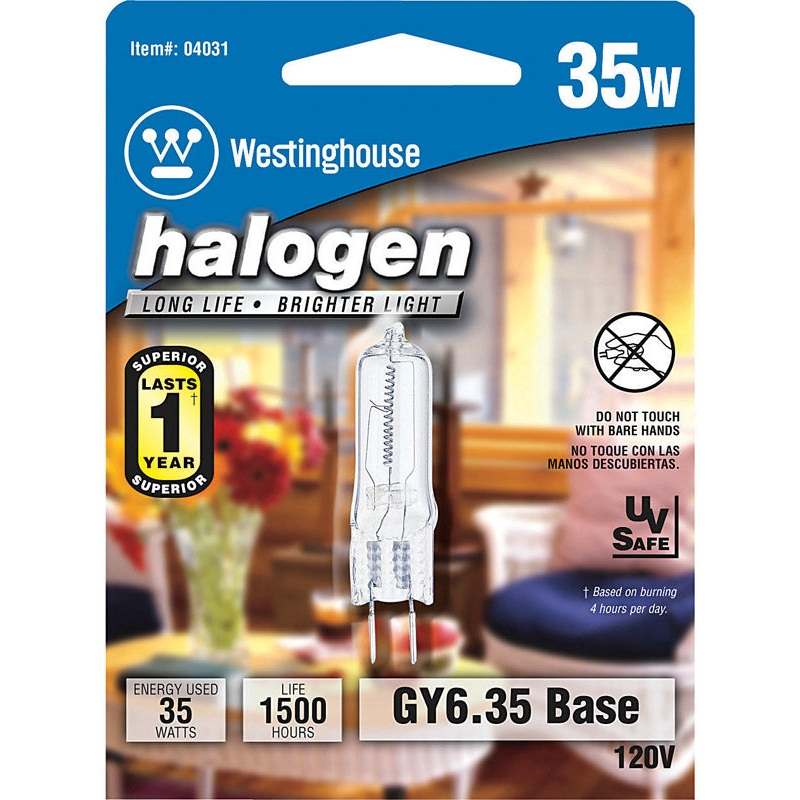 Westinghouse Halogen Light Bulb 35 watts 380 lumens Tubular T4 GY6.35 White 1 pk