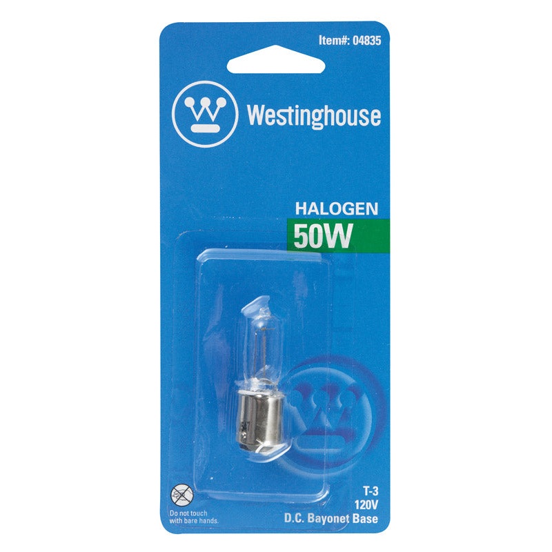 Westinghouse Halogen Light Bulb 50 watts 600 lumens Single-Ended T3 Double Contact Bayonet (BA15