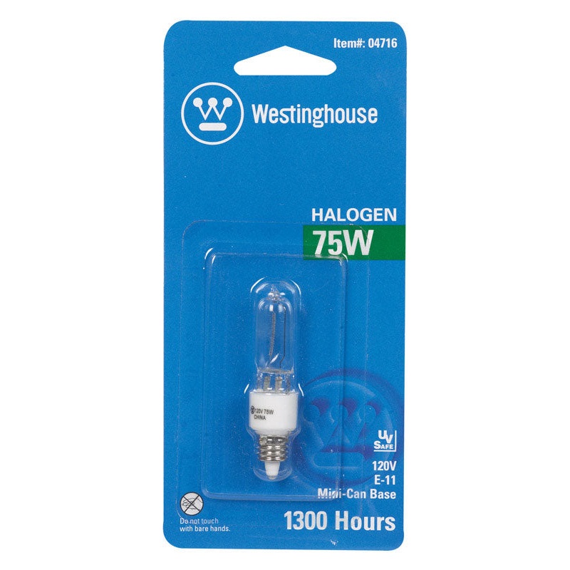 Westinghouse Halogen Light Bulb 75 watts 1050 lumens Single-Ended T4 Miniature Candelabra (E11)