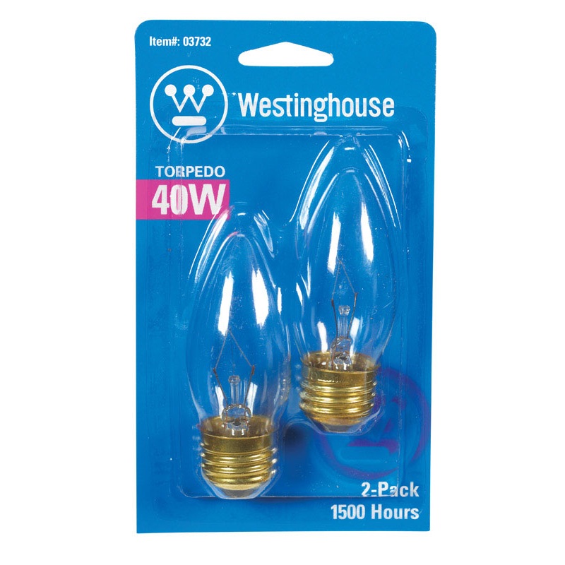 Westinghouse Incandescent Light Bulb 40 watts 365 lumens 2700 K Torpedo B11 Medium Base (E26) 2
