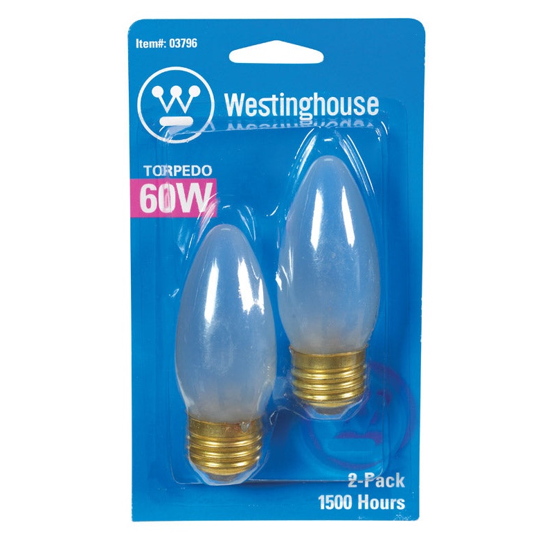 Westinghouse Incandescent Light Bulb 60 watts 570 lumens 2700 K Torpedo B11 Medium Base (E26) 2