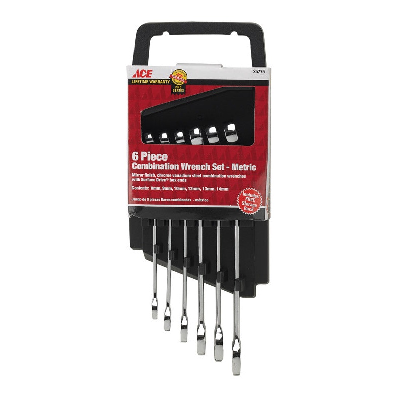 Ace 6 pc. Steel Metric Combination Wrench Set