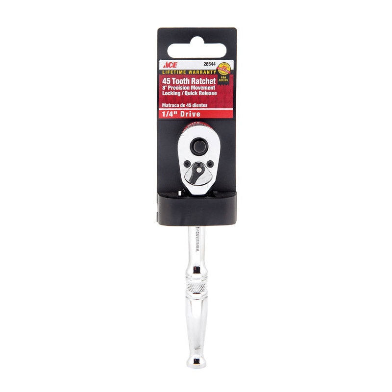 Ace Locking 1/4 in. Drive Chrome 6 in. Quick Release Ratchet