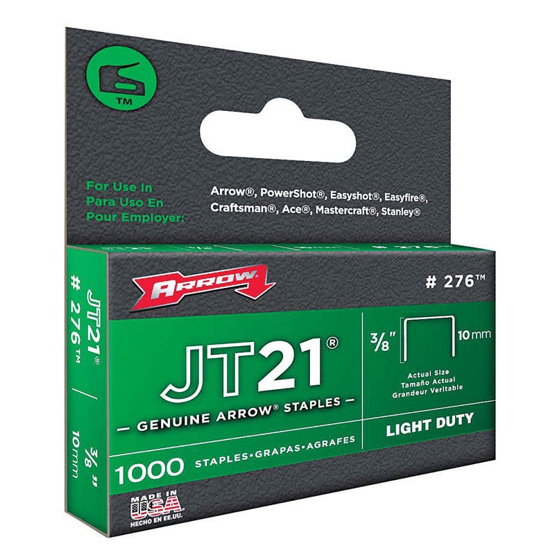 Arrow JT21 Wide Light Duty Staples Gray 3/8 in. L