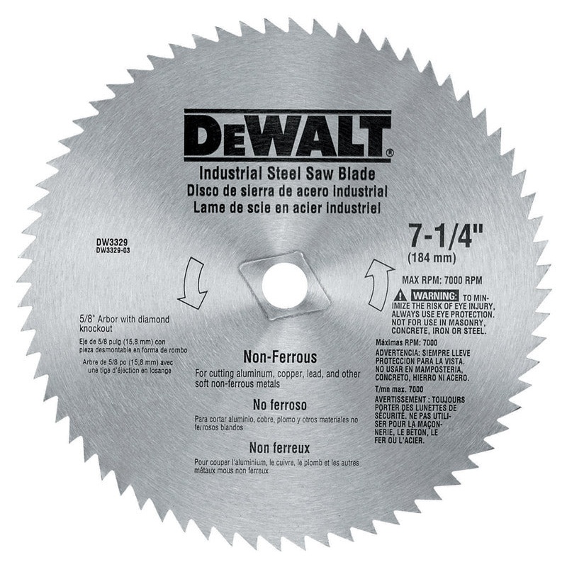 DeWalt 7-1/4 in. Dia. 68 teeth Carbide Tip Steel Circular Saw Blade For Metal Cutting