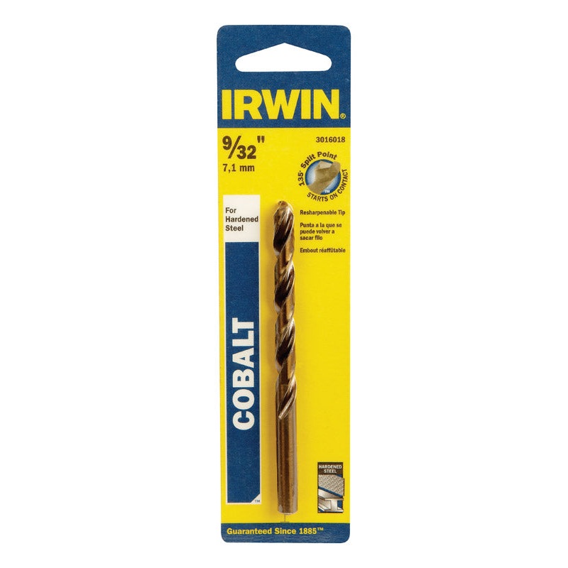 Irwin Cobalt High Speed Steel Straight 9/32 in. Dia. x 4-1/4 in. L Drill Bit 1 pc.