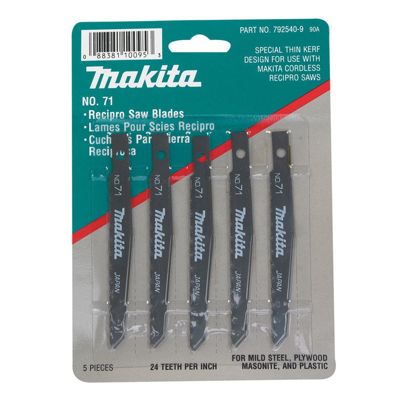 Makita 4 in. L 24 TPI Carbon Steel Reciprocating Saw Blade 5 pk